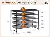 5-Tier Adjustable Shelf Shoe Rack, Fine Mesh Metal Shelves & Wooden Top, Freestanding Organizer for 54151813