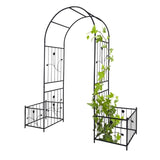 ZNTS Metal Garden Arch with two plant stands 79.5'' Wide x 86.6'' High Climbing Plants Support Rose Arch W158681135