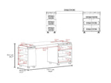 Extendable Desk, 2 Drawers, 4 Shelves, 4 Wheels B097P296841