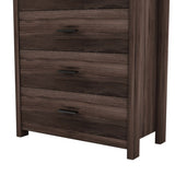 Retro American Country Style Wooden Dresser with 5 Drawer, Storage Cabinet for Bedroom, Dark Walnut WF324089AAD