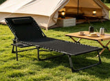 Black Outdoor Folding Chaise Lounge Chair 5-Level Adjustable Tanning Chair, with Side Table, 78504675