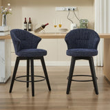 008-Wing Back Swivel Bar Stools Set of 2 - 25" Counter Height Adjustable Stools with Solid Wood Legs W2636P239837