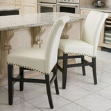 Contemporary leather counter stools,Ivory dining chairs with nail-head decoration ,25 N780P168429