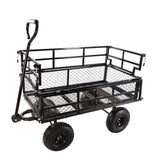 ZNTS (Black double fence utility cart) Wagon Cart Garden cart trucks make it easier to transport firewood W22784159