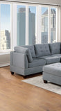 ZNTS Living Room Furniture Tufted Corner Wedge Grey Linen Like Fabric 1pc Cushion Nail heads Wedge Sofa B011119654