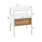 15.75" Rattan End table with drawer, Modern nightstand, metal legs,side table for living room, W1265121753