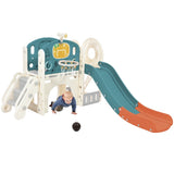 ZNTS Kids Slide Playset Structure, Castle Climbing Crawling Playhouse with Slide, Arch Tunnel, Ring Toss, 00123979