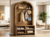 70.87" Arched Hall Tree with Bench and Shoe Storage for Entryway 64073762