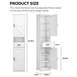 ZNTS 69" H Tall Bathroom Storage Cabinet with 2 Barn Doors and 1 Drawer, Narrow Storage Unit, Adjustable W2386P207737