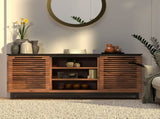 63 inch TV Stand Console for TVs up to 70 inches, No Assembly Required, Black with Bourbon Finish B108P160162