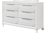 ZNTS 1pc Modern Contemporary Dresser w Six Storage Drawers Jewelry Tray White Cream Finish Bedroom Wooden B011P215601