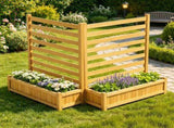 36x45 in Wooden Privacy Fence Screen, Cover with 2 Planters & Metal Stakes for Garden & Pool 09422983