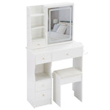Small Size Left Drawer Desktop Vanity Table Cushioned Stool, 2 AC2 USB Power Station, Hair dryer W936P202461
