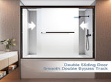 56-60" W x 58" H Framed Double Sliding Shower Door, 1/4" Frosted Ultra-Clear Tempered Glass T5595P476205