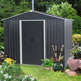 8ft x 6ft Outdoor Metal Storage Shed with Metal foundation,Black W540P175677