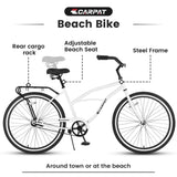 ZNTS S26204 26 Inch Beach Cruiser Bike for Men and Women, Steel Frame, Single Speed Drivetrain, Upright W1856142877