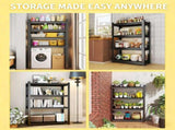 4-Tier Adjustable Multi-Functional Storage Rack, Garage Organizer with Adjustable Shelves, Black 09936129