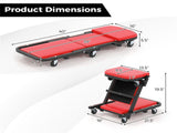 Foldable Garage Creeper with Padded Seat, 6 Universal Casters Dual-Mode Repair Tool for Workshop 44456056