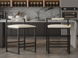 Set of 2 Barstools Faux Leather Upholstered Bar Stools Modern Metal Frame Dining Chairs for Counter, W1757P163456