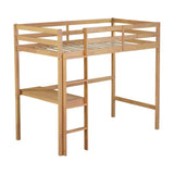 ZNTS Twin High Loft Bed, Rubber Wood Loft Bed with Safety Guardrail, built-in desk, ladder,White Oak 64025790