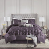 7 Piece Tufted Comforter Set Plum Queen B03596871