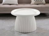 Round Fluted Mushroom Side, MgO Matte White Accent End, Indoor & Outdoor Decorative Side W5351P486732