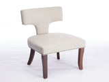 Mid Century Modern Dining Chairs Set of 2, Farmhouse Linen Fabric Upholstered Accent Chair Curved W1143P186366