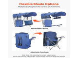 Folding Camping Chair with Canopy Shade, Portable Beach Chair with Storage Pocket, Dual Cup Holders, 10617131