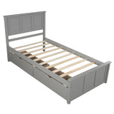 ZNTS Platform Storage Bed, 2 drawers with wheels, Twin Size Frame, Gray 73106835