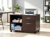 Lateral File Cabinet with Wheels Mobile Printer Cart with Open Shelves & Drawers, Holds A4 27071116