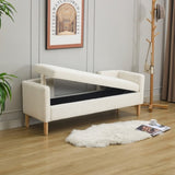 65.35"Wide Corduroy Storage Soft Bench with Armrests, Backrest and Two bolster Pillows for Living W3118P254210