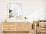 24"x36" Wavy Rectangle Mirror, Solid Wood Frame Decorative Mirror for Bedroom Bathroom Living Room 28976789