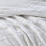 4 Piece Microfiber Reversible Ruffle Quilt Set with Throw Pillow White King/Cal King B03597435