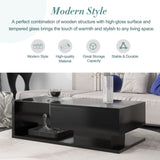 ZNTS ON-TREND Modern Coffee Table with Tempered Glass, Wooden Cocktail Table with WF303936AAB