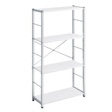 White and Chrome 4-Tier Rectangular Bookshelf B062P184591