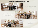 70.9" Rectangular Dining Table for 6 People, Fluted Panel Legs with 2 Side Storage Cabinets, MDF 02706775