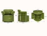 360 Degree Square Swivel Accent Sofa Chair,Fluffy Fabric Lounge Wide Upholstered Reading Chair with W2012P319054