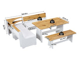 Dining Table Set with Corner Nook Bench, 59.1" L x 46.1" W x 30.7" H, Melamine MDF & PU Upholstery, 26892431