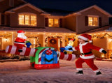 4.7 FT Lighted Christmas Inflatable Decoration, Large Motorized Seesaw with Santa and Reindeer, 16580113