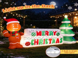9.5 FT Inflatable Merry Christmas Sign with Gingerbread Man & Xmas Tree, Built-in LED Lights Blow Up 37609638