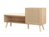 2-in-1 Shoe Storage Bench, PP Rattan Shoe Cabinet with 2 Adjustable Shelves and Removable Seat W808P212813