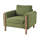 Oversized Accent Chair, Upholstered Living Room Chairs Single Sofa Chair with Walnut Legs, Curved N765P189679N