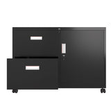 ZNTS Metal Office Cabinet with 2 Drawers & Adjustable Shelves, Mobile Lateral Filing Cabinet with Lock 73468898