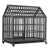 ZNTS Heavy Duty Dog Cage pet Crate with Roof & window on roof 84941990