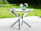 Dining Table with cross metal leg and tempered glass,Modern Space Saving Kitchen Table for Living W234P227891