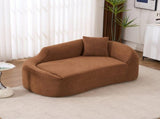 LY-048 Compression Curved Chaise Longue Chair Indoor, Modern Chenille Loveseat Couch with Deep Seat W2231P401723
