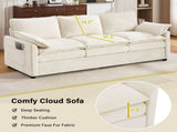 Modern 3-seater Sofa Soft 88.2" Plush Upholstered Sofa Couch with Double-Layer Cushion and Side N719P433666A