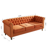 ZNTS Chesterfield Velvet Sofa 84.65 inch for Living Room ORANGE Color W579104833