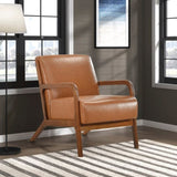 ZNTS Walnut Finish Sleek Design Accent Chair Brown Faux Leather Upholstery Modern Living Room Furniture B011P271961