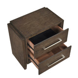 Transitional Dark Walnut Finish Two Drawers Nightstand 1pc Wooden Bedroom Furniture Solid Rubberwood B011P332262
